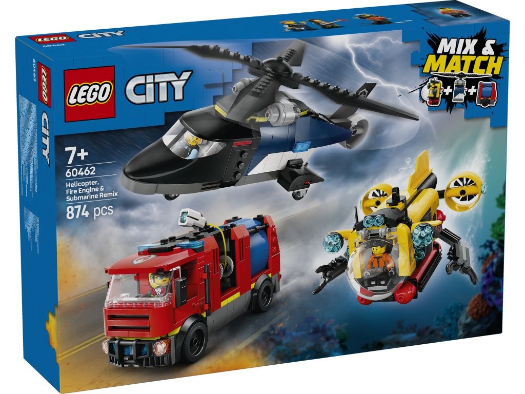 LEGO 60462 Zestaw z helikopterem, wozem strażackim i łodzią podwodną