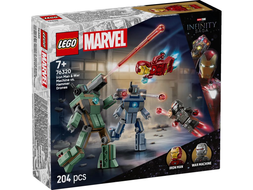 LEGO 76320 Iron Man i War Machine kontra drony Hammera